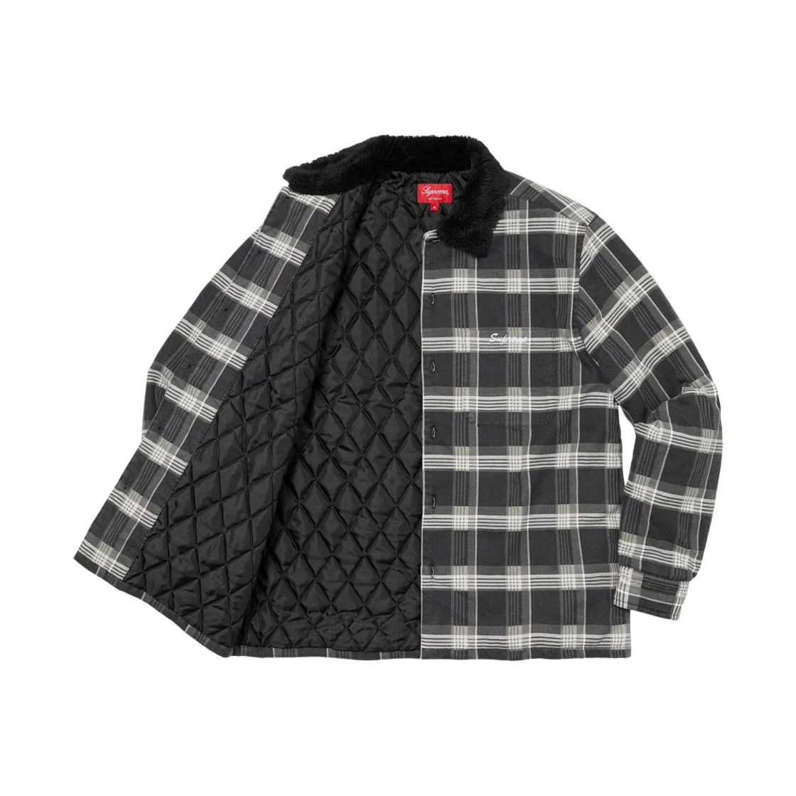 슈프림 포우 퍼 칼라 플란넬 셔츠 블랙 - 21FW(Supreme Faux Fur Collar Flannel Shirt Black - 21FW) - 2