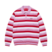 Supreme Stripe Zip L/S Polo Light Purple - 24FW
