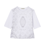 Yunse Women Lace Print Top White