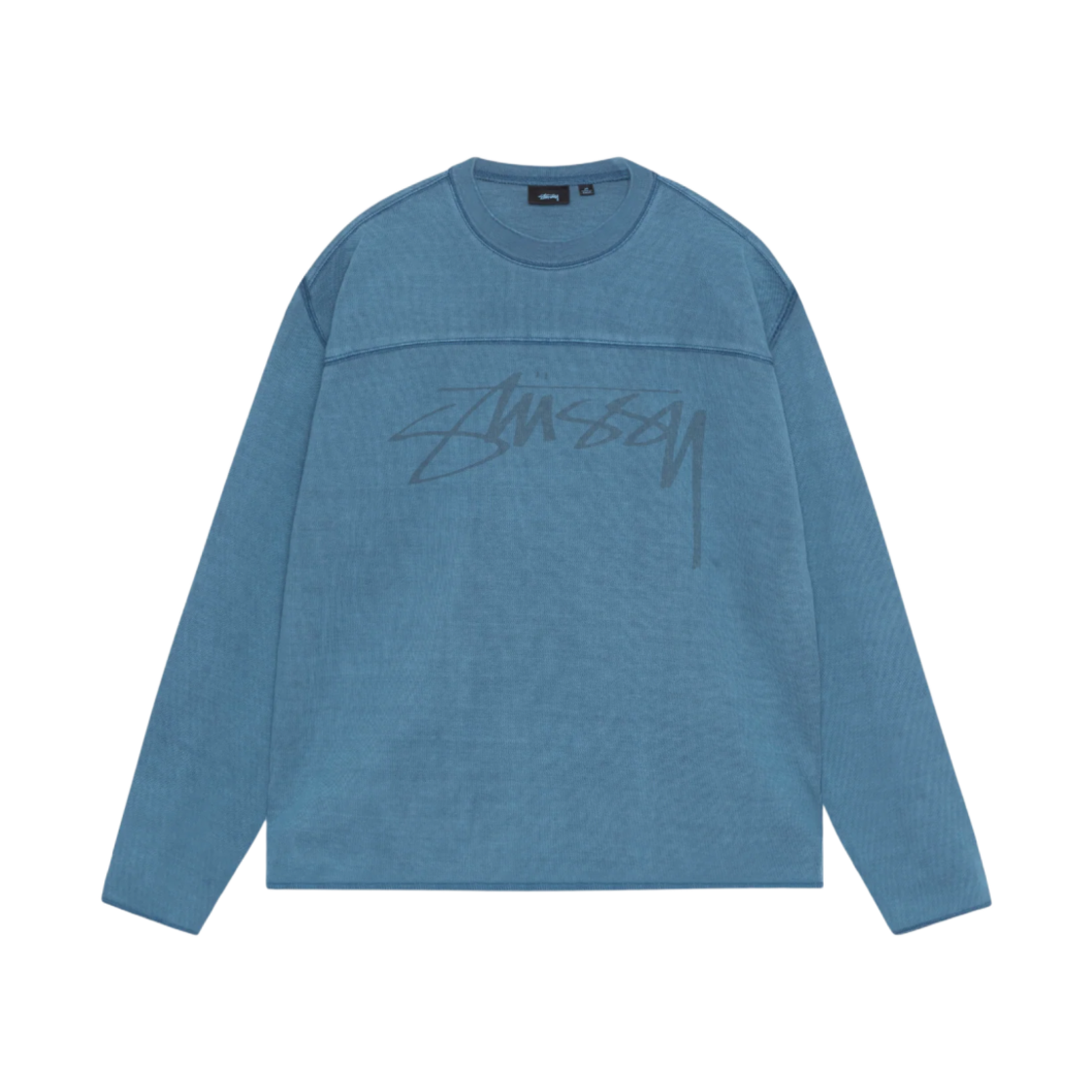 스투시 피그먼트 다이드 코튼 풋볼 크루 블루