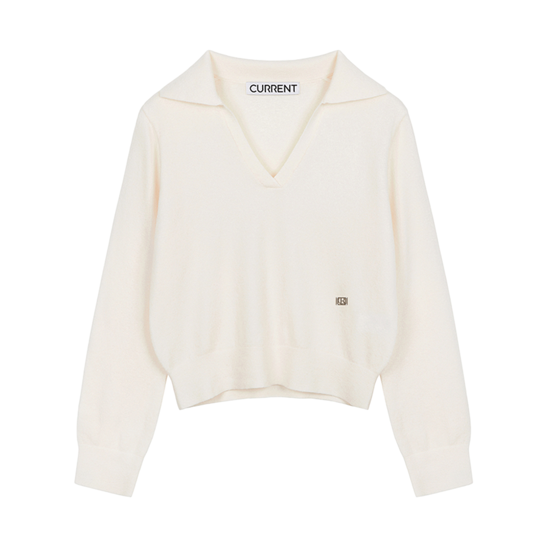 CMSFCNTW06EIVA Current Collar V Neck Long Sleeve Ivory
