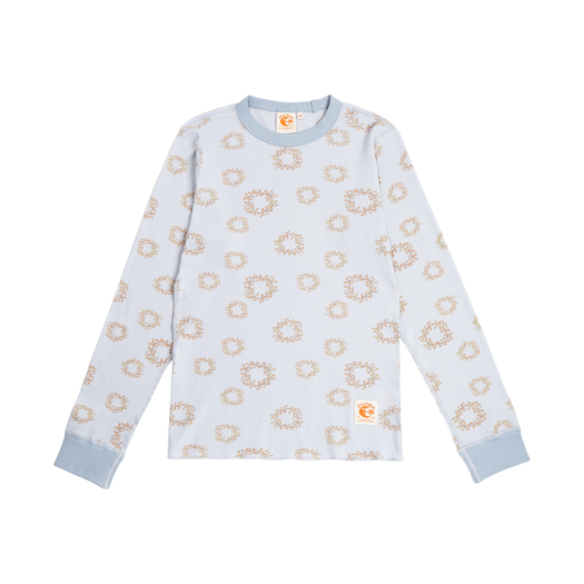 【HELLO SUNRISE】 Henley Neck Stripe LS Tee / 追跡付 헬로선라이즈 헨리넥 스트라이프 LS 티 블루 | Hello Sunrise