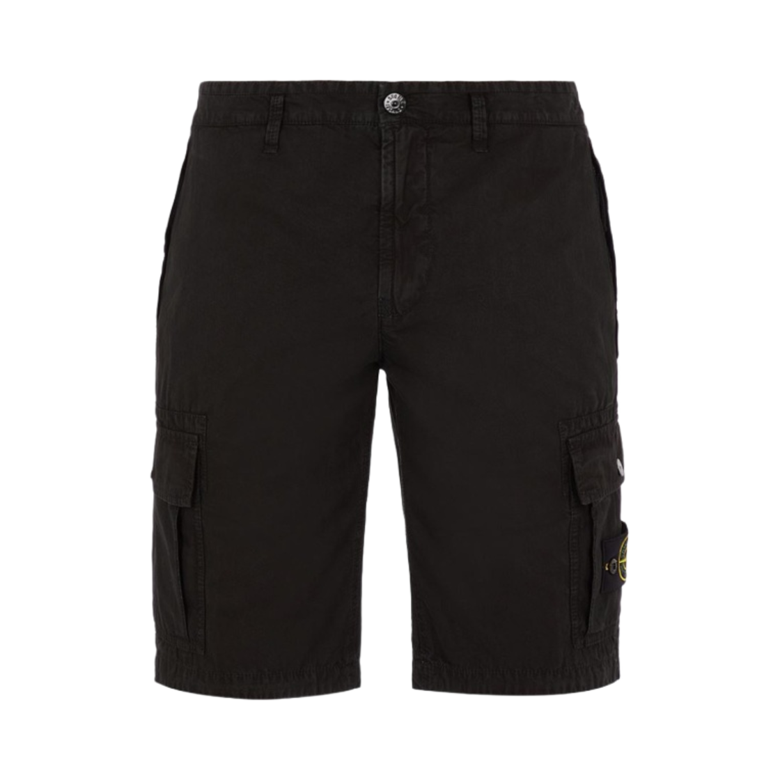 스톤 아일랜드 L11WA 브러쉬드 코튼 캔버스 가먼트 다이드 버뮤다 쇼츠 블랙 - 22SS