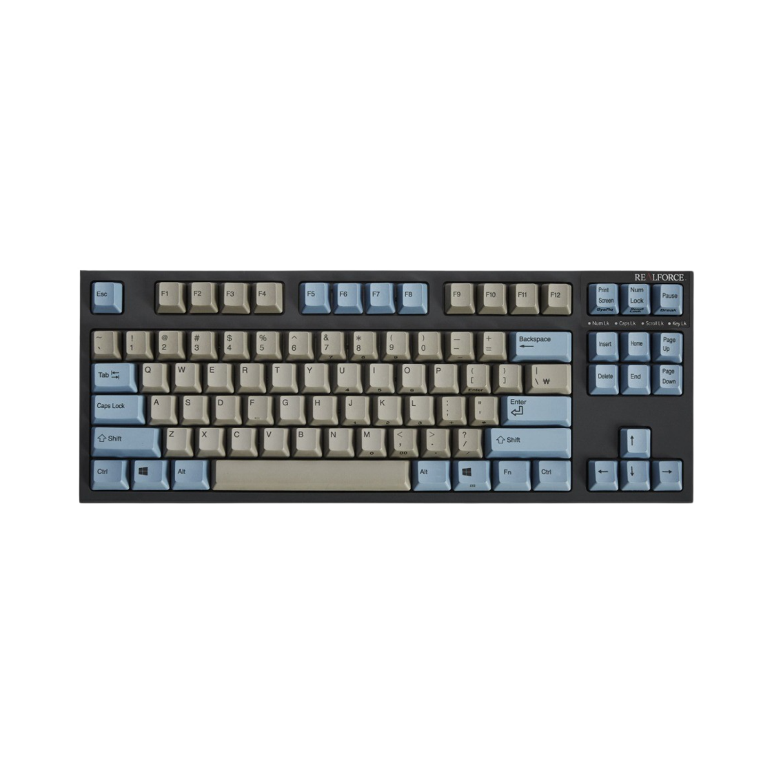 리얼 포스 R2TLS 저소음 영문 45g 키보드 그레이 블루 (국내 정식 발매 제품)(Real Force R2TLS Low Noise English 45g Keyboard Grey Blue (Korean Ver.))