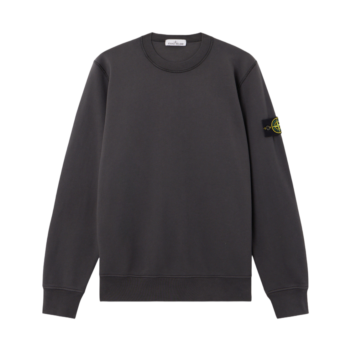 K2S1561000-60S0051-V0062 Stone Island 6100060 Organic Cotton Fleece Regular Fit Crewneck Sweatshirt with Elasticated Cuffs Lead Grey - 25FW
