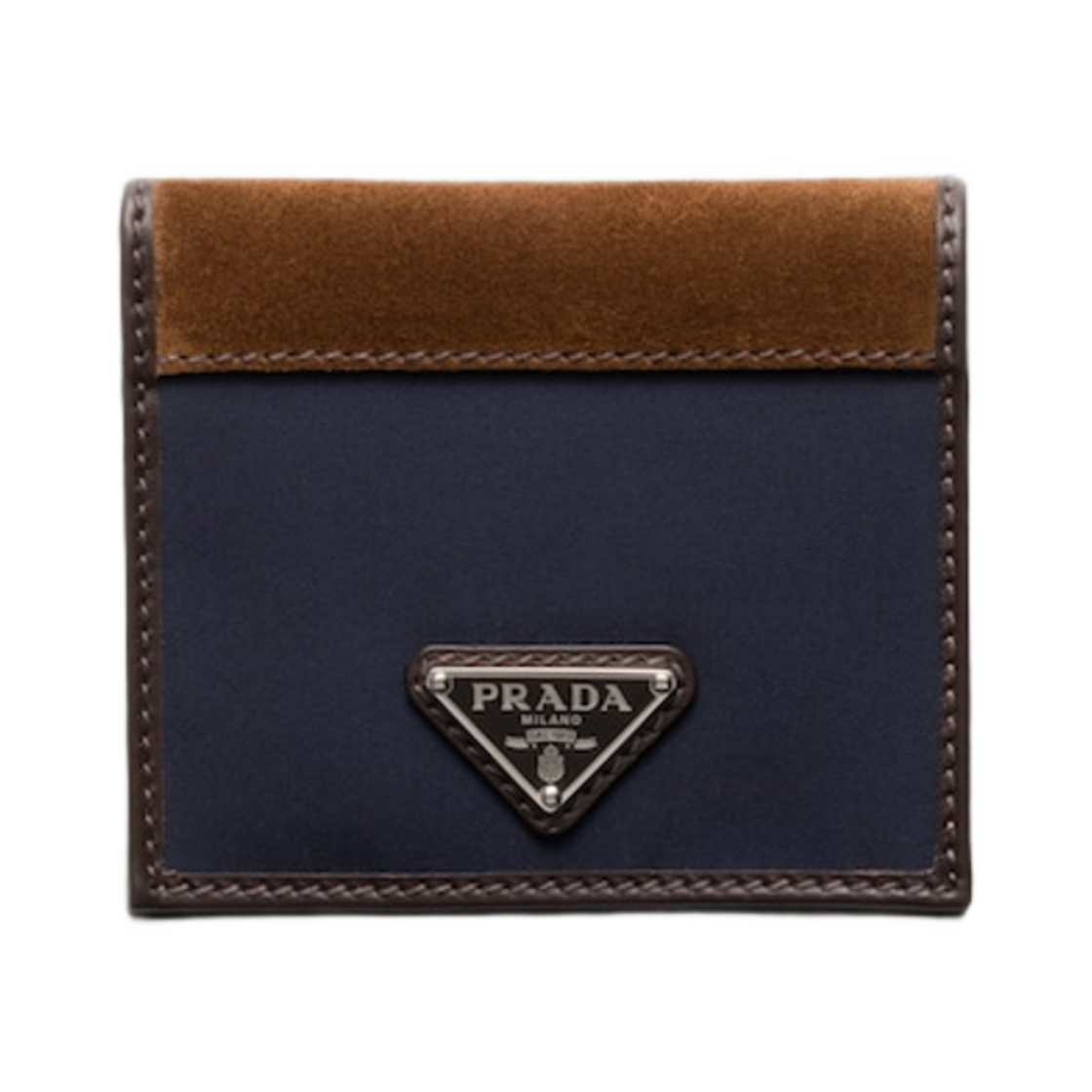 [PRADA]Re-Nylon and Leather Wallet Blue Coffee