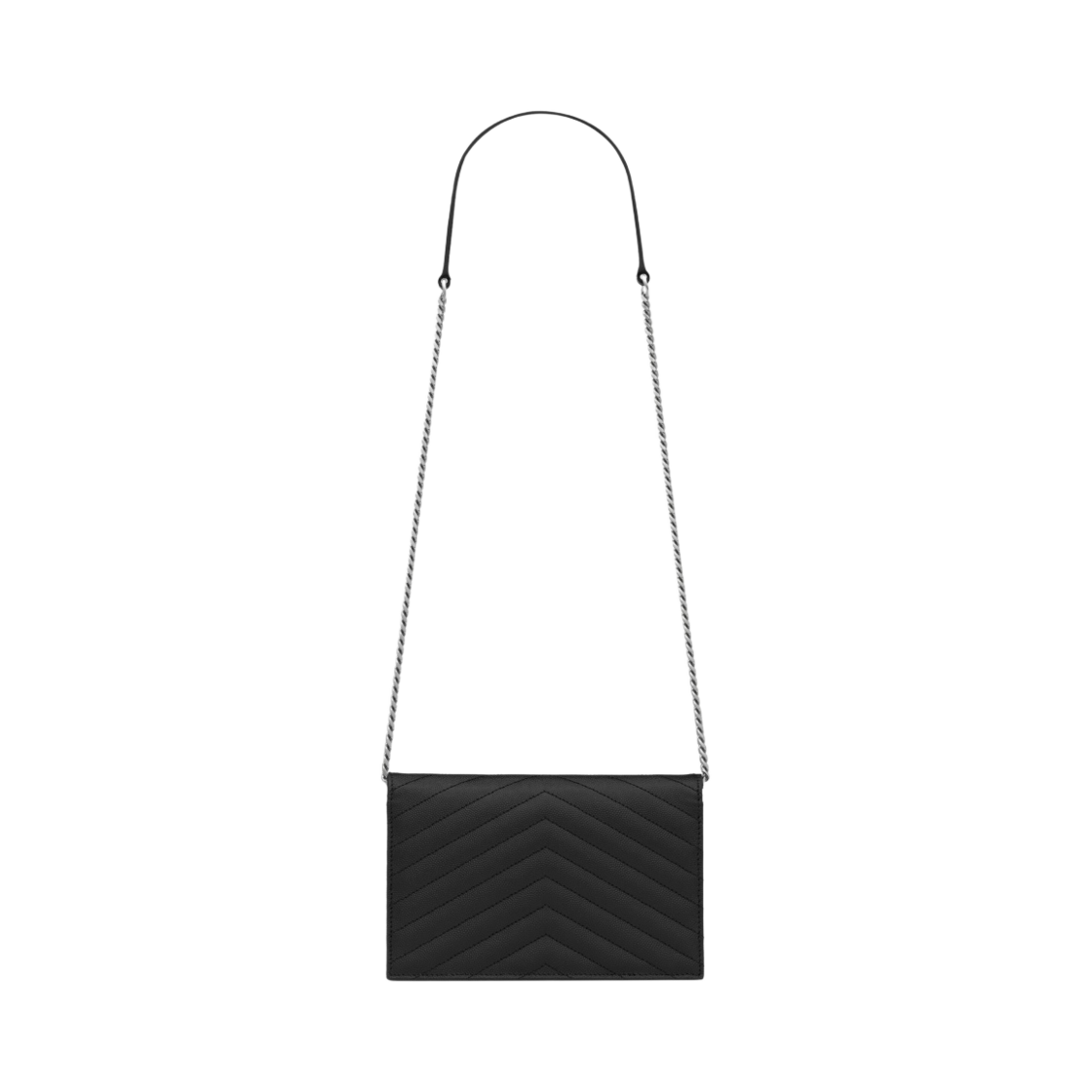 생로랑 그랑 드 뿌드르 엠보스드 레더 카산드라 마틀라세 엔벨로프 체인 지갑 느와르(Saint Laurent Cassandre Matelasse Envelope Chain Wallet in Grain de Poudre Embossed Leather Noir) - 4