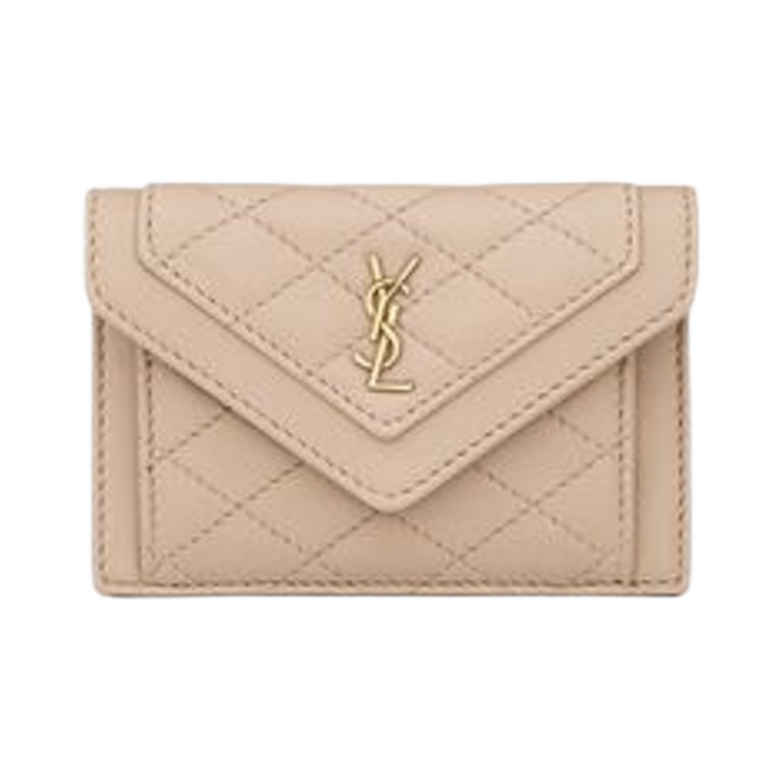 생로랑 가비 플랩 카드 케이스 퀼티드 램스킨 다크 베이지(Saint Laurent Gaby Flap Card Case In Quilted Lambskin Dark Beige) - 1