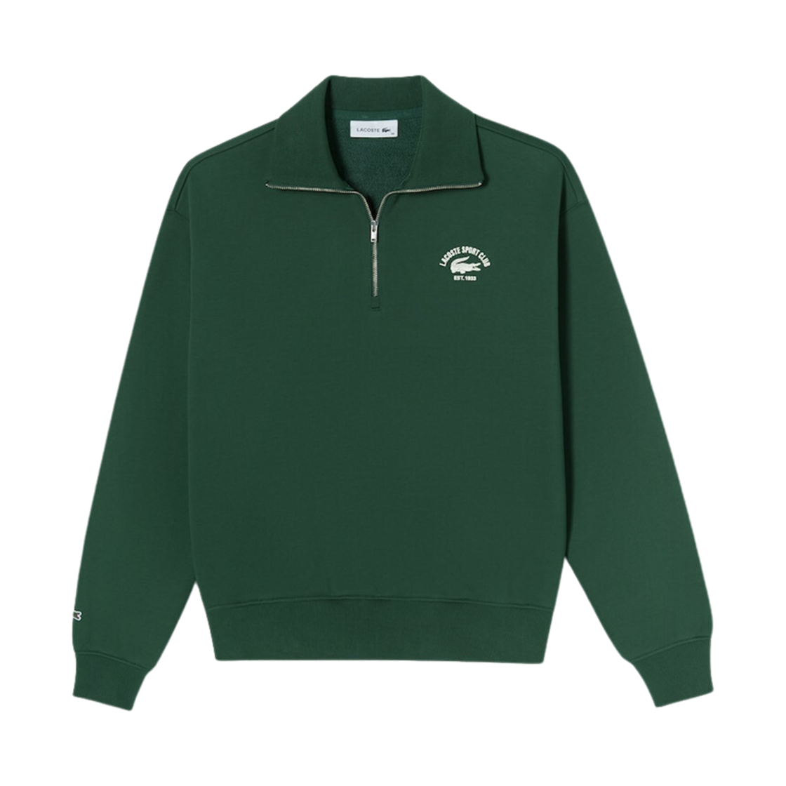 (W) 라코스테 테니스 하프 집 스웨트셔츠 다크 그린((W) Lacoste Tennis Half Zip Sweatshirt Dark Green) - 1