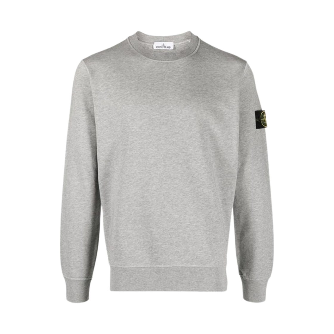 K1S1561000-44S0051-V0M64 Stone Island 6100044 Organic Cotton Fleece Crewneck Sweatshirt with Ribbed Details Dust Grey Melange - 25SS