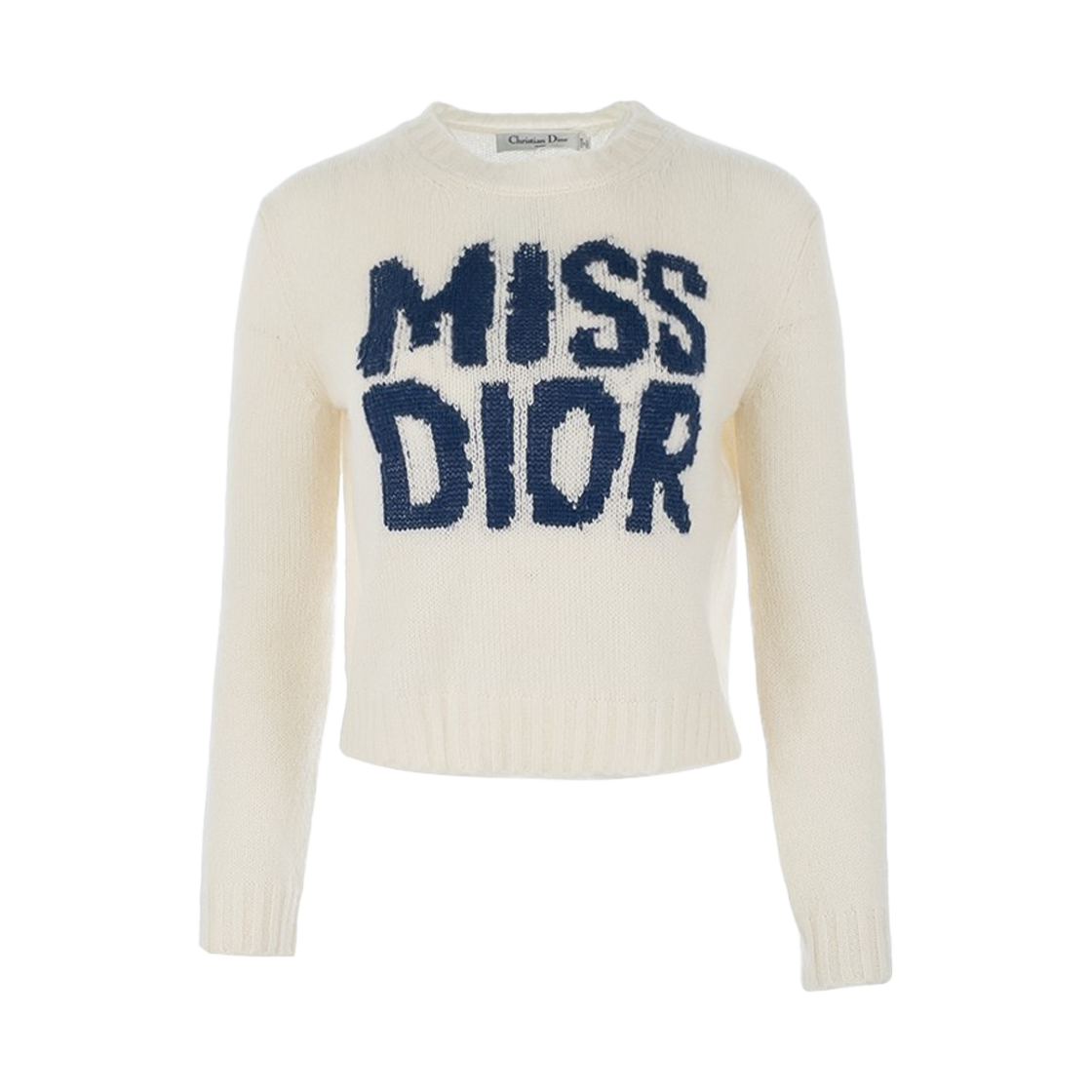 디올 미스 그래피티 모티브 니트 36 블루/에크루
