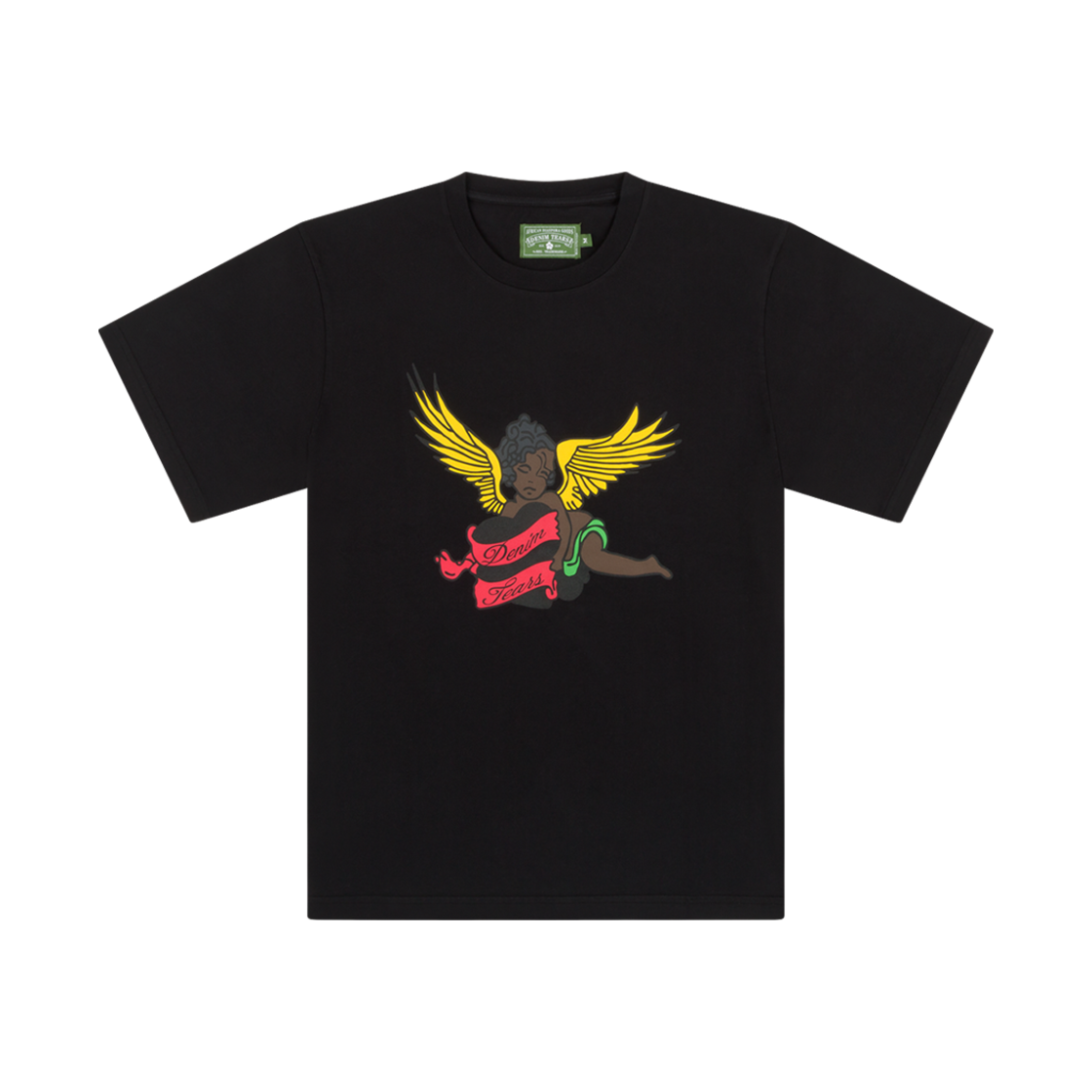 데님 티어스 블랙 천사 티셔츠 블랙(Denim Tears Black Cherub T-Shirt Black)