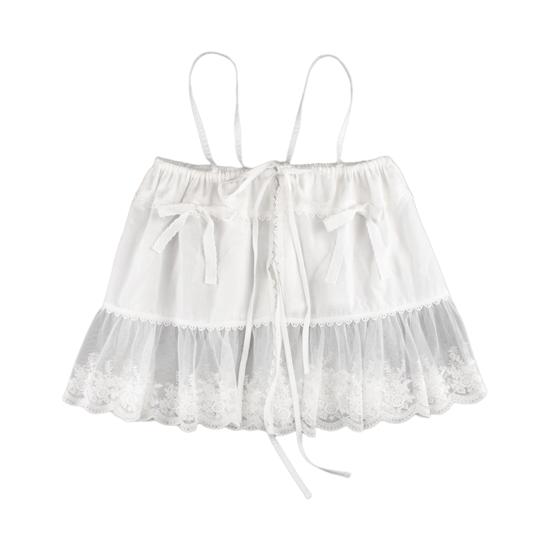 루바티 하이디 프릴 리본 레이스 뷔스티에 화이트(Rubati Heidi Frill Lace Bustier White)