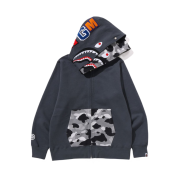 BAPE 1st Camo Shark Full Zip Double Hoodie Gray
