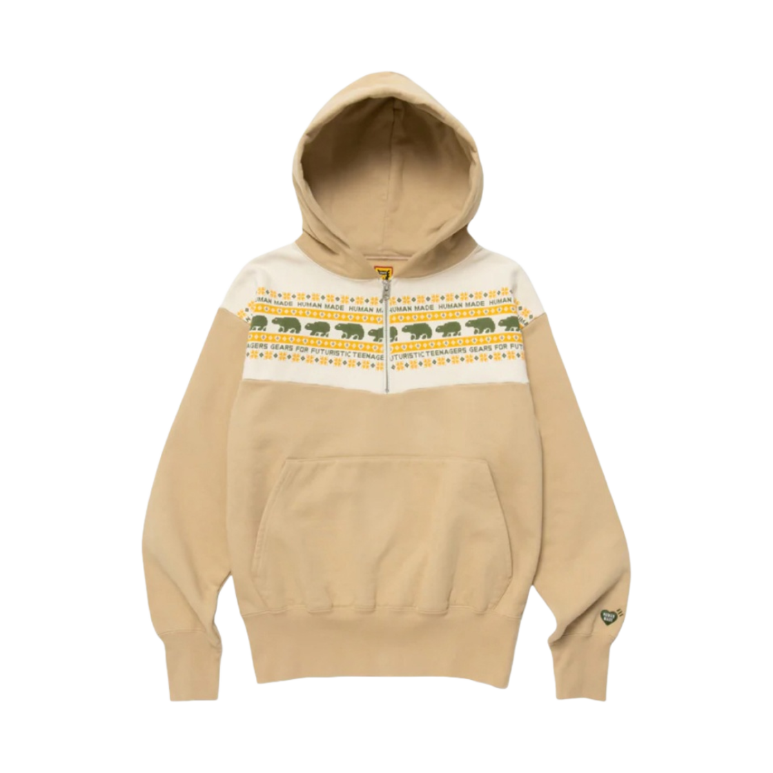 휴먼 메이드 하프집 후드 베이지(Human Made Half-Zip Hoodie Beige) - 1