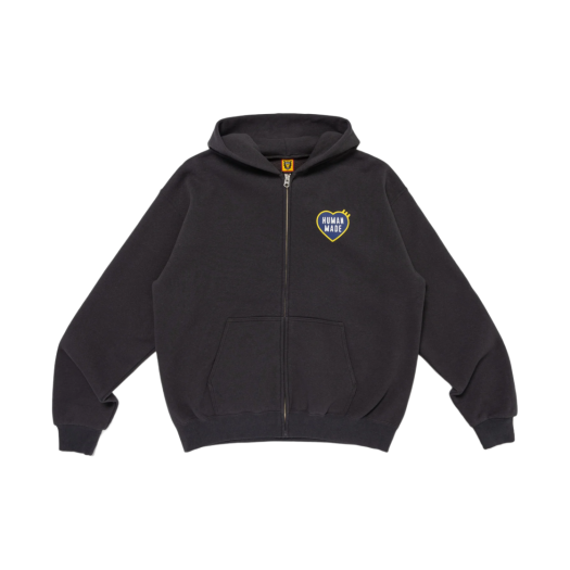 HM28CS044 Human Made Zip-Up Heart Hoodie Black