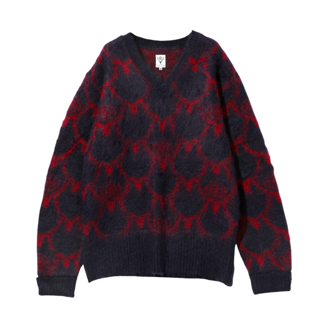 사우스2 웨스트8 루즈핏 브이넥 스웨터 스컬 타겟 네이비(South2 West8 Loose Fit V Neck Sweater Skull Target Navy)