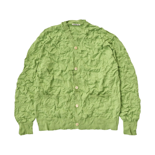 오라리 링클 드라이 코튼 니트 가디건 세이지 그린 | Auralee | KREAM