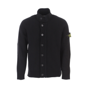 Stone Island 547A3 Lambswool Knit Cardigan Black - 21FW