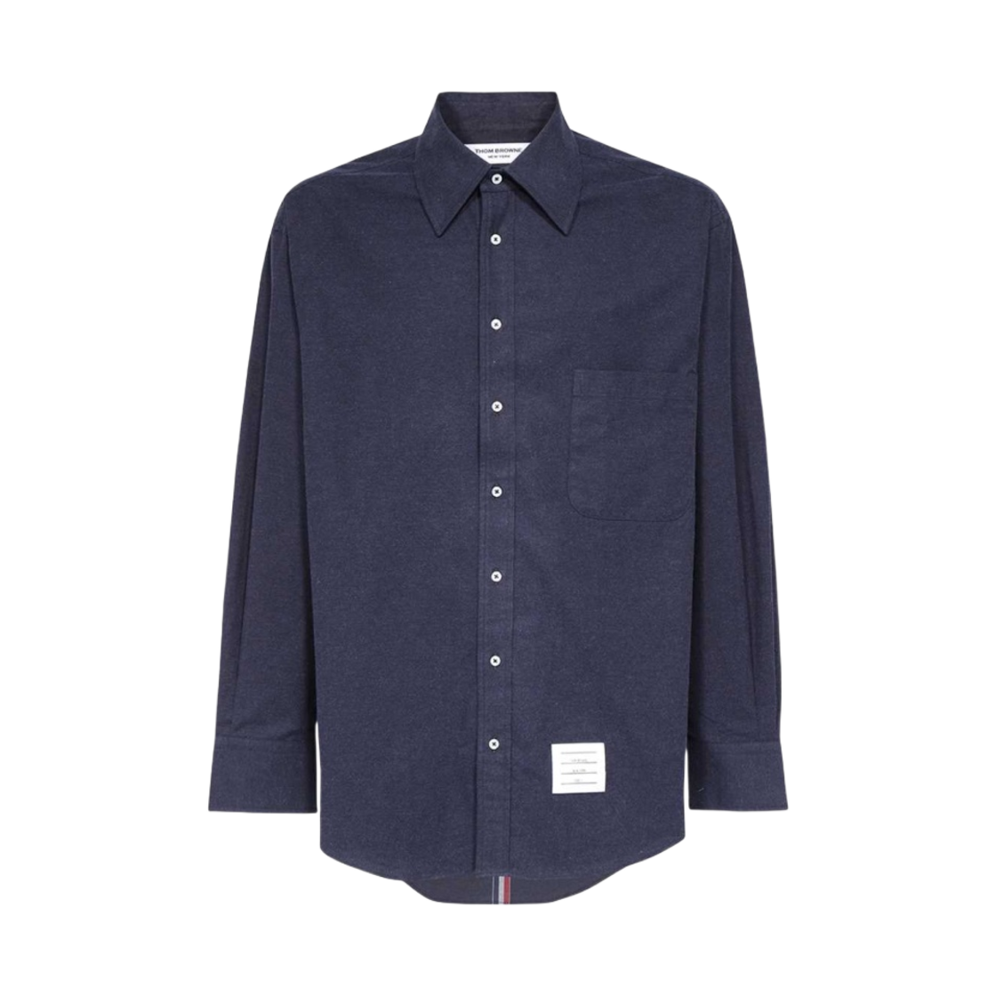 MWL381A-F0351-415 Thom Browne Cotton Flannel Back Stripe Oversize Shirt Navy