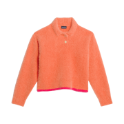 (W) Jacquemus Le Polo Neve Fluffy Long Sleeve Polo Orange