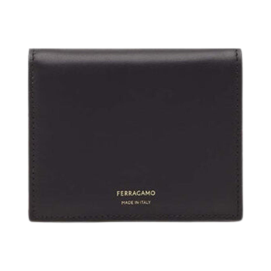 220699-775326 Ferragamo Logo Stamp Compact Wallet in Calf Leather Black