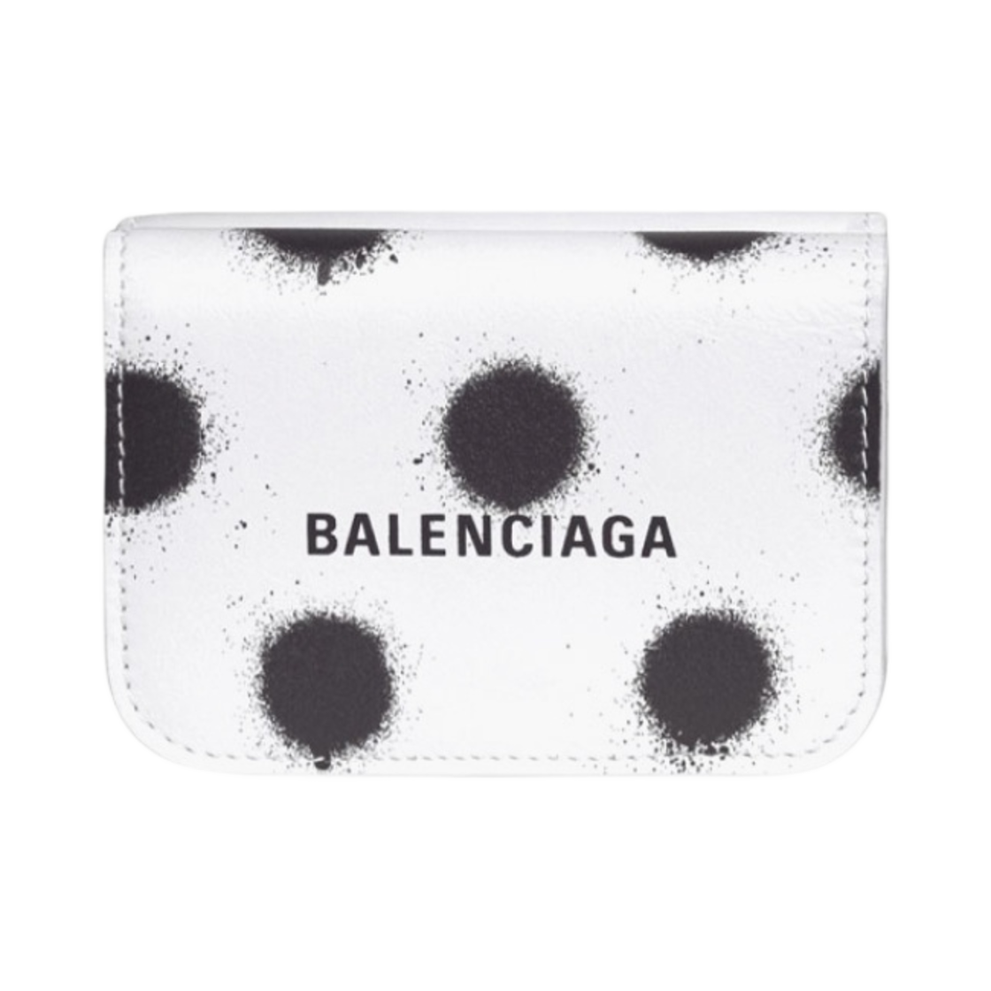 5938131WVG39188 Balenciaga Cash Mini Wallet Polka Dot White Black