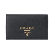 Prada Vitello Grain Leather Card Holder Black