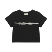 (W) Matin Kim Cutted Logo Crop Top Black