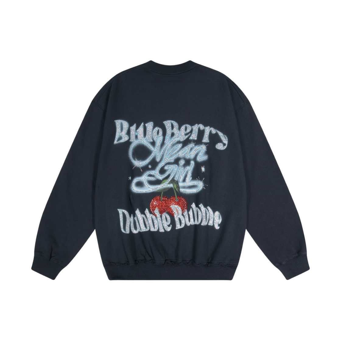 트위드 크리스탈 체리 스웨트셔츠 네이비(Tuewid Crystal Cherry Sweatshirt Navy)