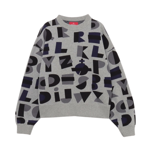 Vivienne Westwood Alphabet Print Fleece Sweatshirt Gray
