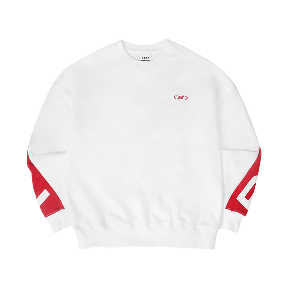 본투윈 나일론 믹스 볼드 스웨트 셔츠 화이트