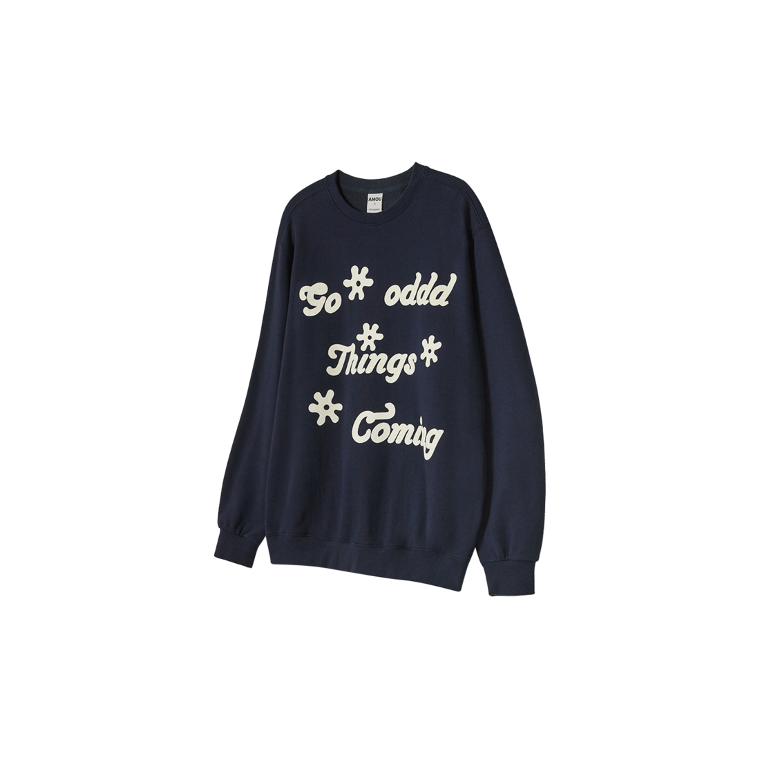 아모우 레터링 위드 플라워 스웨트셔츠 네이비(AMOU Lettering With Flower Sweatshirts Navy) - 1