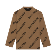Balenciaga Allover Logo Crewneck Knit Light Brown Black