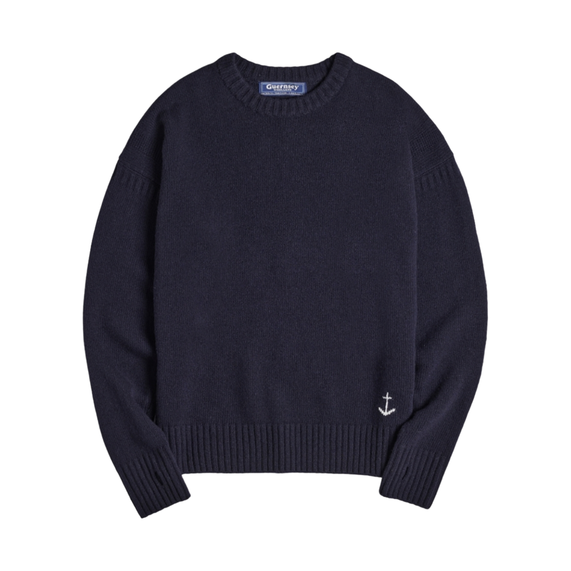 - Guernsey Woollens Superfine Merino Wool Crewneck Guernsey Sweater Navy