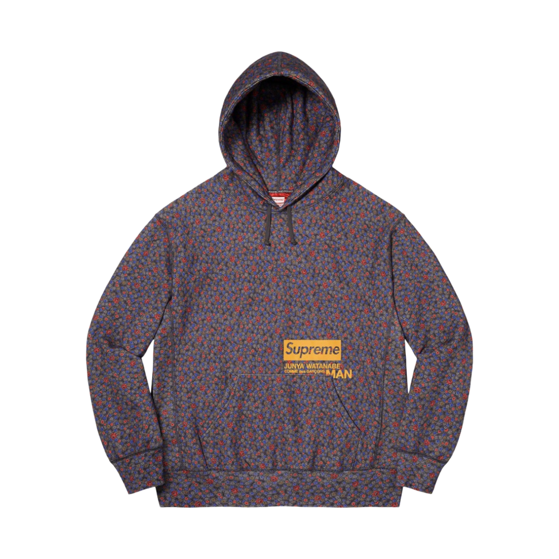 슈프림 x 꼼데가르송 준야 와타나베 맨 후드 스웨트셔츠 블랙 플라워 - 21FW(Supreme x Comme des Garcons Junya Watanabe Man Hooded Sweatshirt Black Flowers - 21FW)