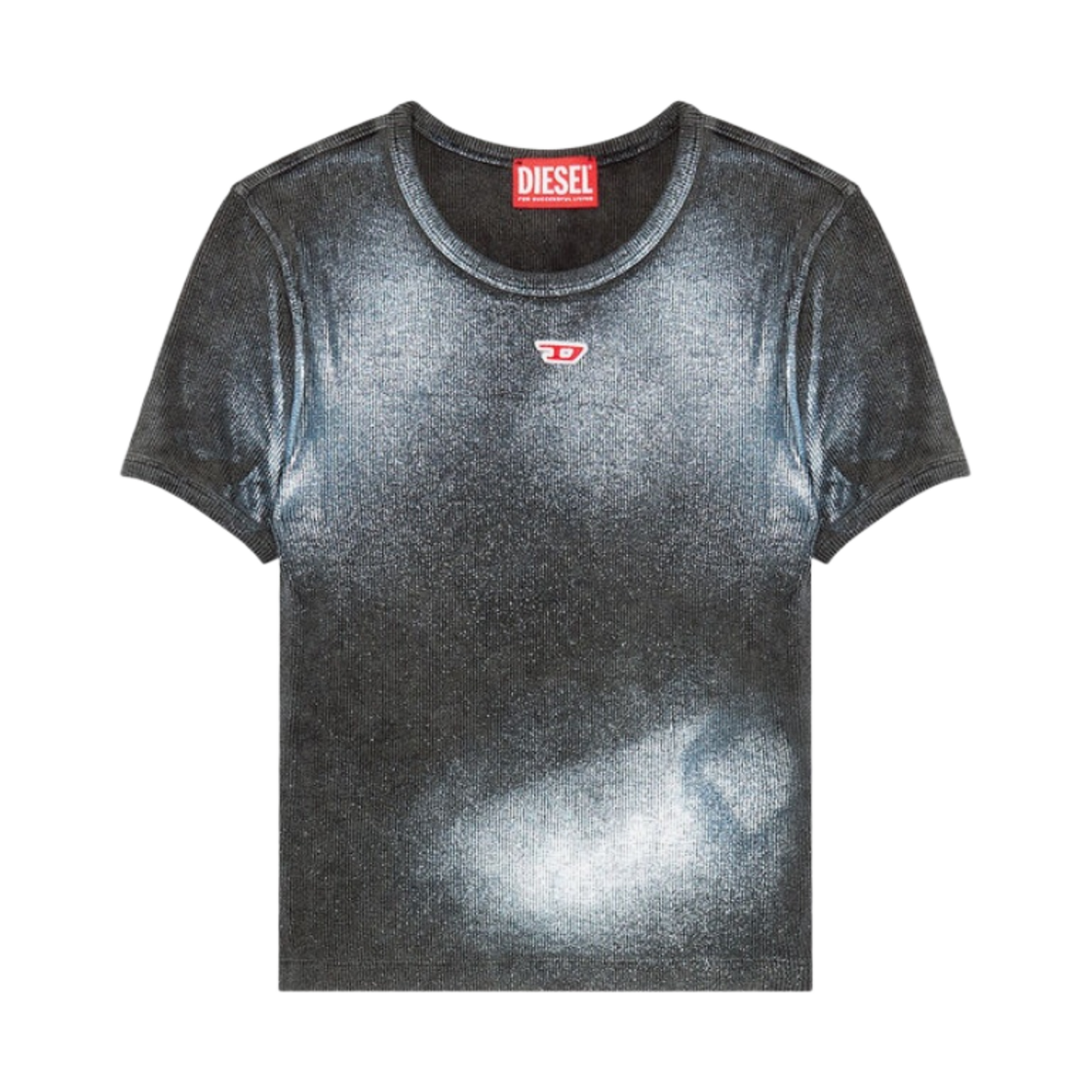 A121580EPAG-900A (W) Diesel T-Ele-N1 Faded Metallic T-Shirt Black Blue