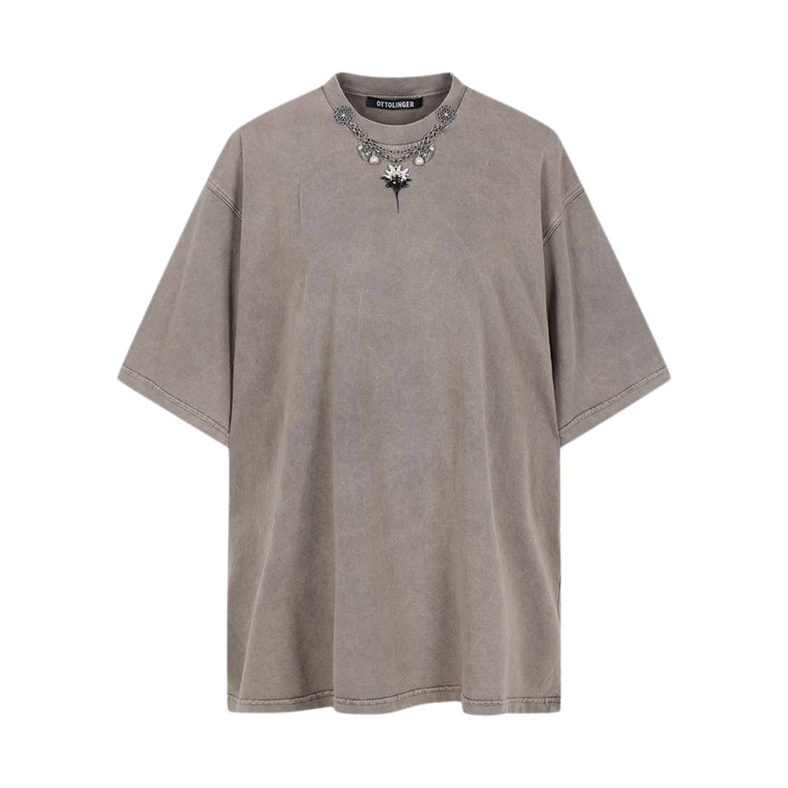 오토링거 우먼 클래식 로고 티셔츠 위드 참 라이트 브라운(Ottolinger Women Classic Logo T-Shirt with Charm Light Brown)