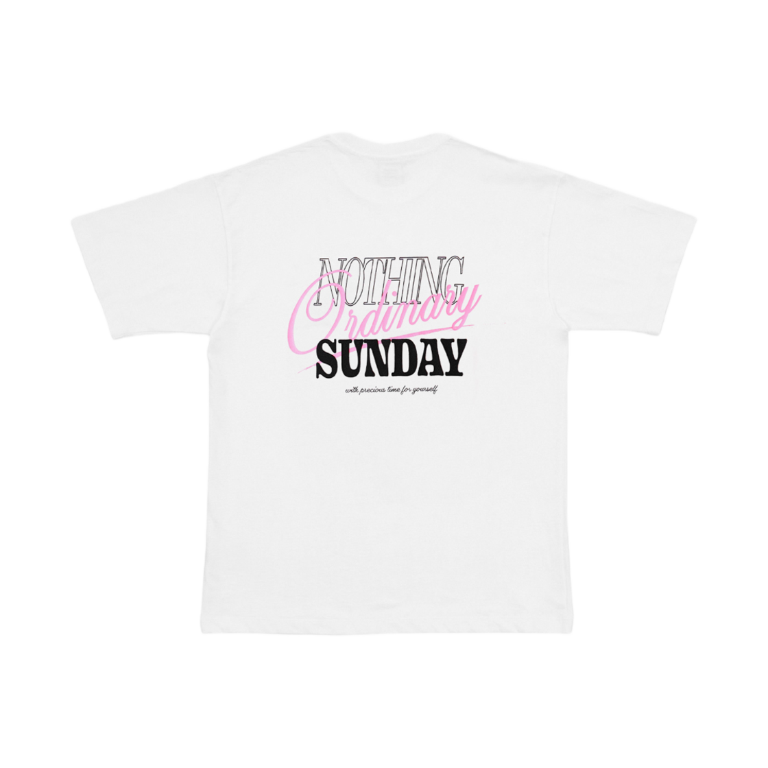 NOS7 핑크 커시브 티셔츠 화이트(NOS7 Pink Cursive T-Shirt White)