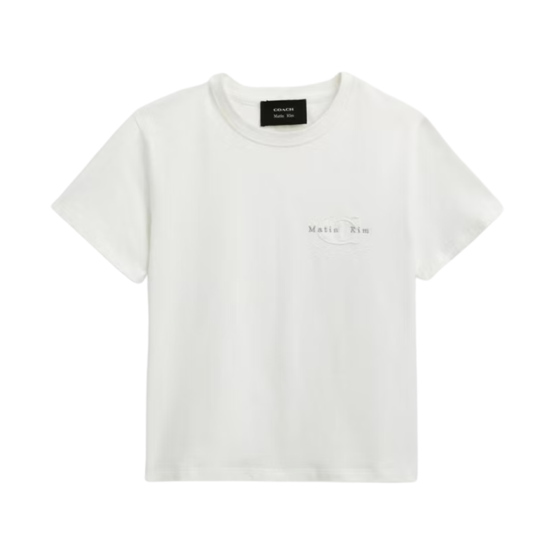 (W) 코치 x 마뗑킴 로고 크롭 티셔츠 화이트((W) Coach x Matin Kim Logo Cropped T-Shirt White)