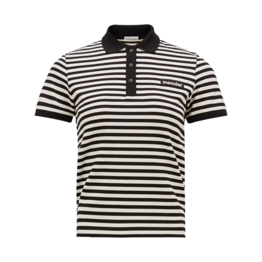 (W) Moncler Striped Cotton Polo Shirt Blue White - 25SS