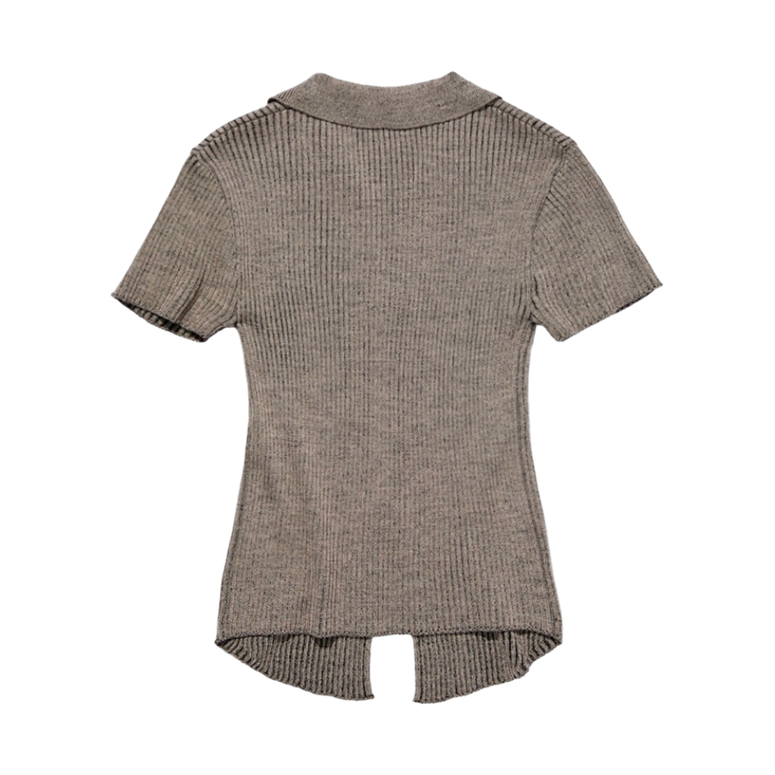 (W) 미스치프 니티드 투톤 숏슬리브 베이지 블랙((W) Mischief Knitted Two Tone Short Sleeve Beige-Black) - 2