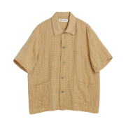 Our Legacy Elder Short Sleeve Shirt Oat Texan Pinstripe