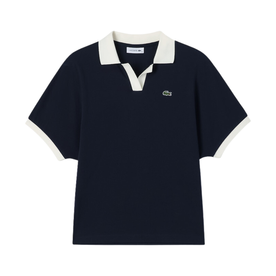 (W) 라코스테 컬러 블록 폴로 셔츠 네이비 블루((W) Lacoste Color Block Polo Shirt Navy Blue) - 1