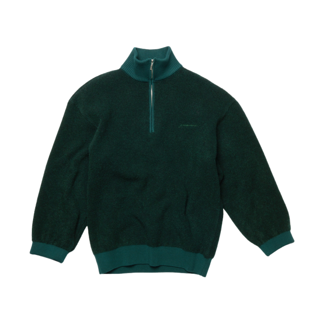 자크뮈스 라 마이유 버거 지퍼 칼라 스웨터 다크 그린(Jacquemus La Maille Berger Zip Collar Sweater Dark Green) - 1