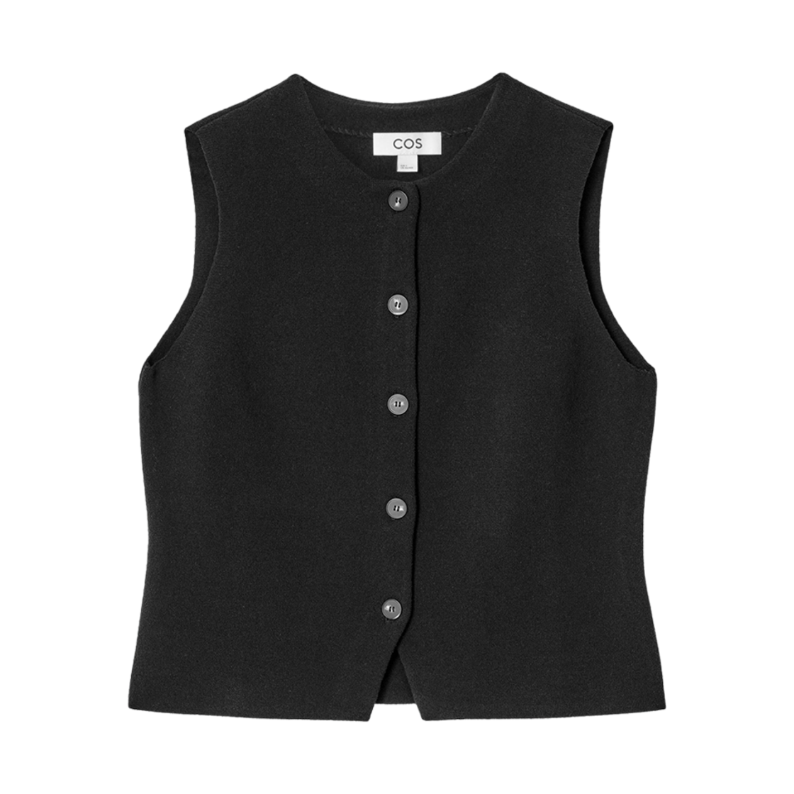(W) 코스 니트 코튼 웨이스트코트 블랙((W) COS Knitted Cotton Waistcoat Black) - 1