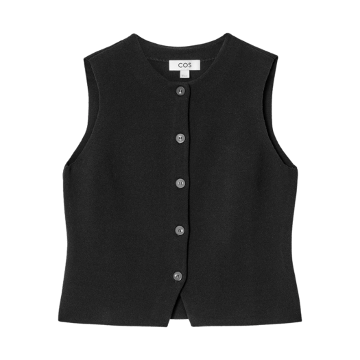 1277766002 (W) COS Knitted Cotton Waistcoat Black