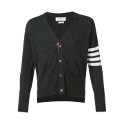 Thom Browne Cashmere 4-Bar Short V-Neck Cardigan Dark Grey