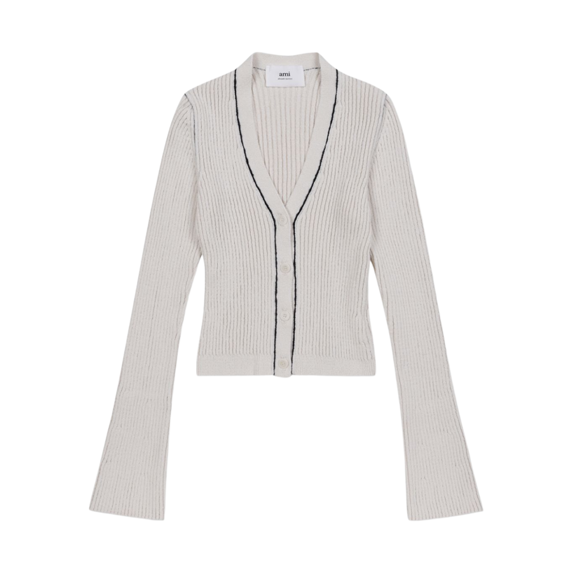 FKC012-KN0007-168 (W) AMI Cropped Liv Cardigan Natural