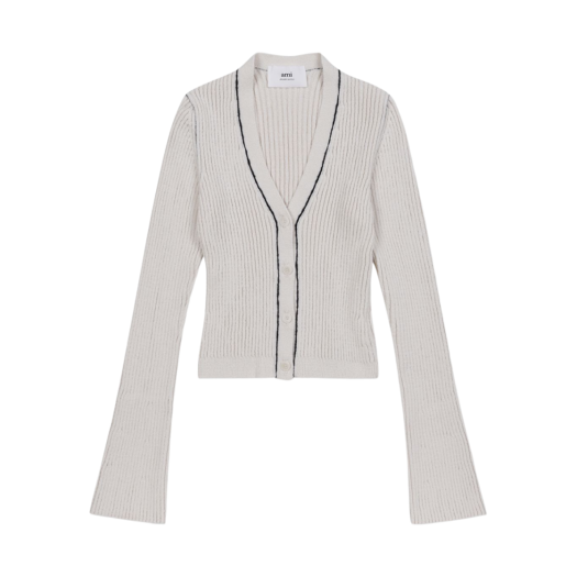 (W) AMI Cropped Liv Cardigan Natural